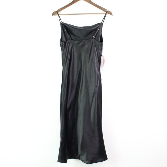 Birdy Grey Lisa Shiny Satin Midi Slip Dress Black Size‎ S - Picture 6 of 9